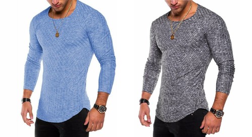 Men Shaper Workout Training Muscle Fitness Activewear Long Sleeve Tee Shirt