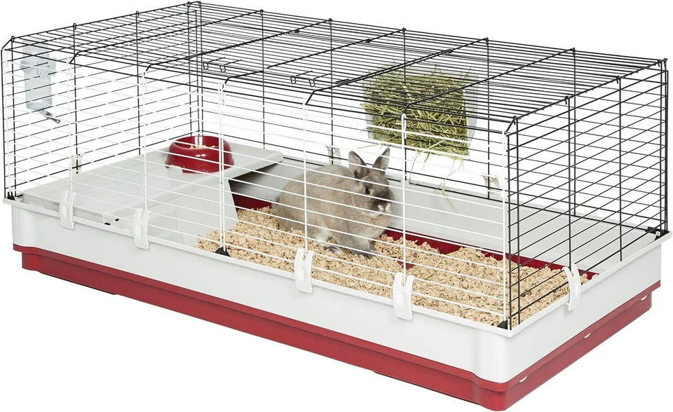 Midwest Homes for Pets Deluxe Rabbit & 47.2"L x 19.7"W x 23.6"H, Blanco & Rojo Foto 2 de 4