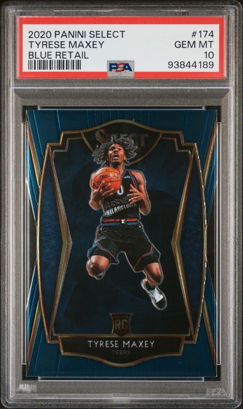 2020 Panini Select Tyrese Maxey #174 Blue Retail RC PSA 10 Gem Mint Sixers