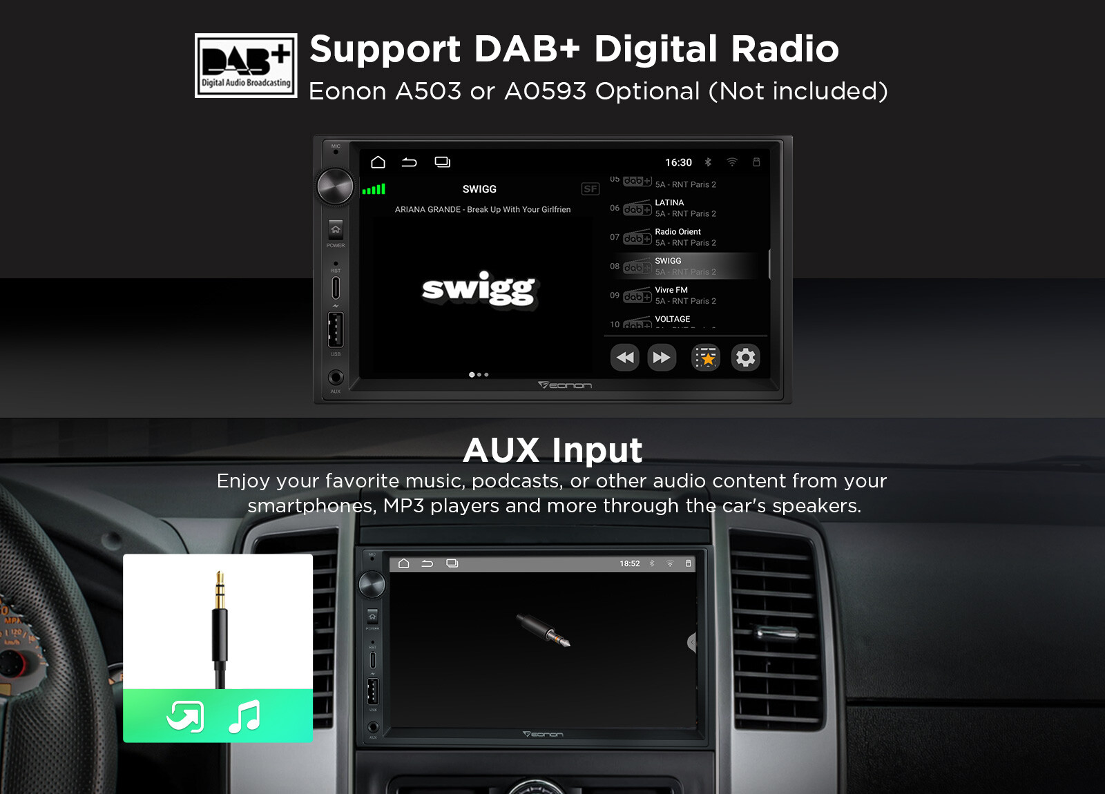 Eonon 7 inch Apple CarPlay Android 13 Auto 2 Din Car Stereo Radio Head Unit GPS