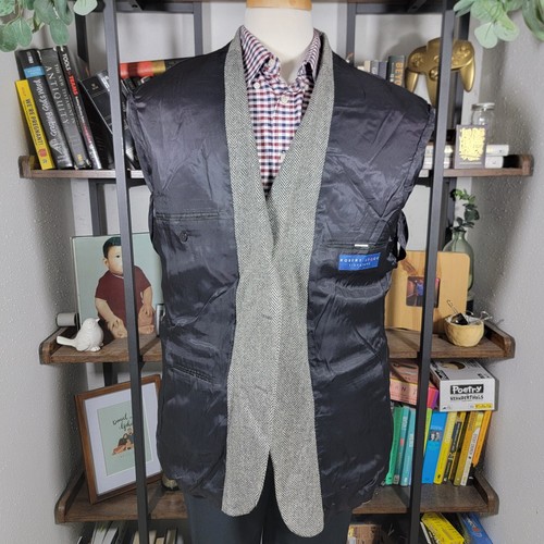 Robert Stock Men's Tweed Sport Coat Blazer Two Button Gray Herringbone Wool 44R - Picture 18 of 20