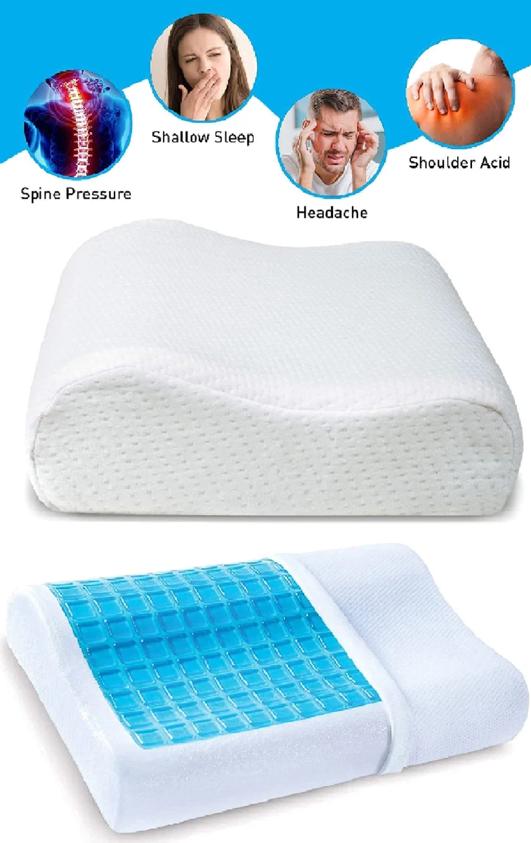 COOLING GEL MEMORY FOAM CONTOUR CERVICAL ORTHOPEDIC PILLOW FIRM HEAD NECK BACK