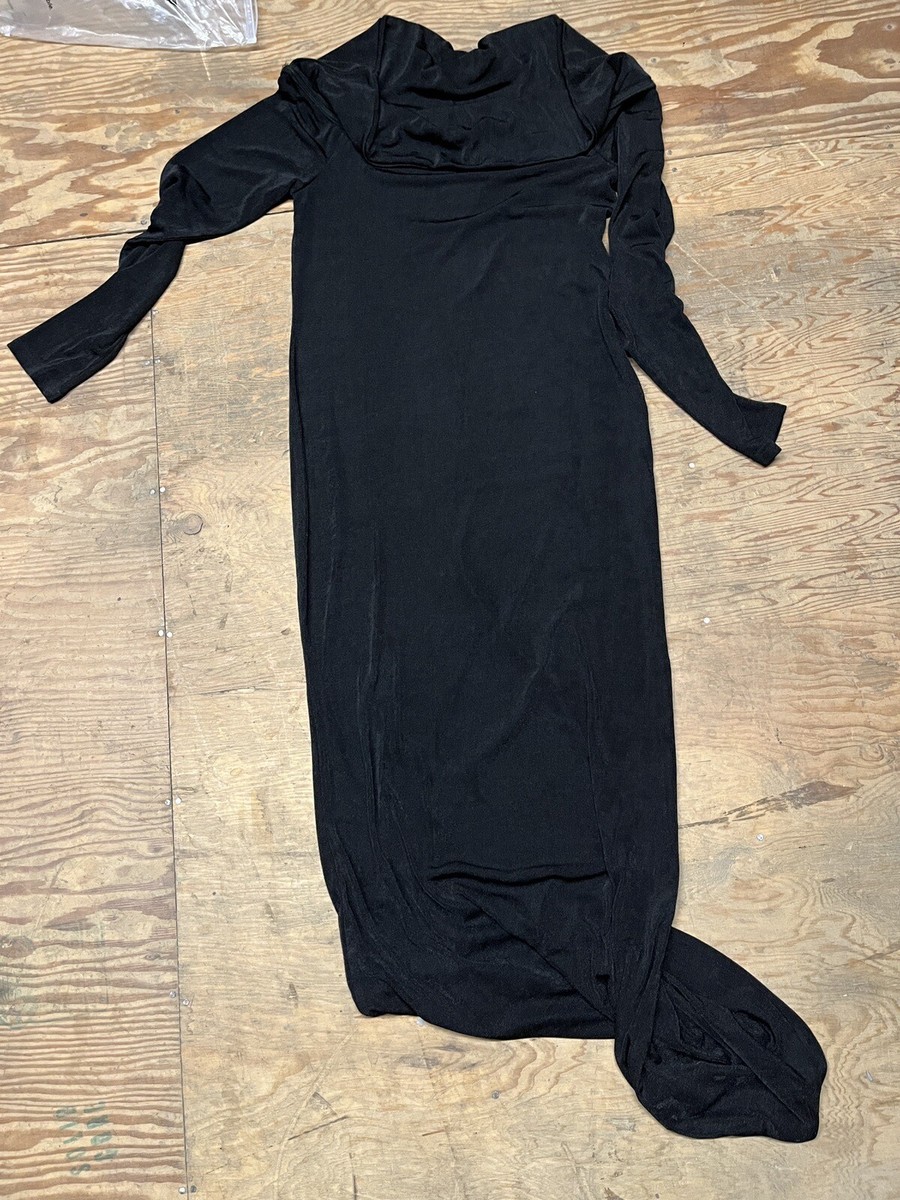 Edikted Susan Fold Over Maxi Dress Women's XL Black Long Sleeve Off  Shoulder | eBay