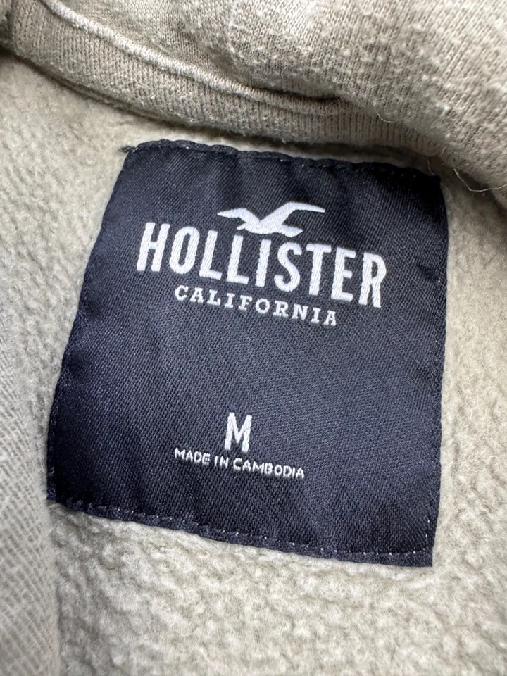 Hollister Sudadera con Capucha Hombre Mediana Verde Oliva Polar Peso Pesado Pullover Sudadera Foto 3 de 4
