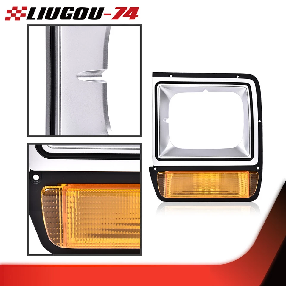 Juego de bisel de faros con luz de estacionamiento en esquina apto para camioneta Dodge 1986-90 Foto 4 de 4