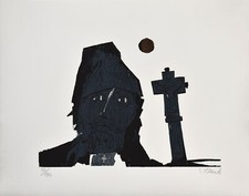 Willand, Am Kreuz von Galzetaburu. [Signierter Original-Farbholzschnitt].