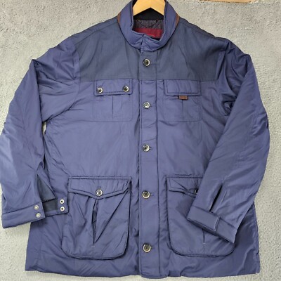 UNTUCKit Lanson Jacket Mens Extra Large Blue Button Full Zip Nylon Quilt Lined
