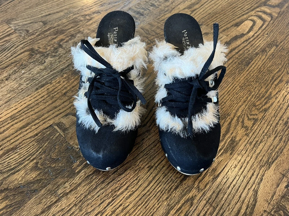 Zapatos sin cordones Paris Blues Belle para mujer negros/crema con piel talla 10 Foto 4 de 4