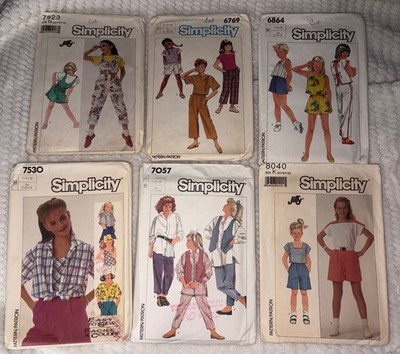 Six Simplicity Patterns For Girls From Size 7 - 12 - See Pattern #'s In Details