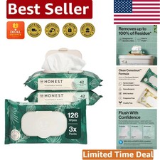 Gentle Flushable Wipes for Sensitive Skin - 126 Count, Plant-Based  pH Balanced