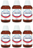 Corsodyl Alcohol Free Antibacterial Mouthwash 300ml mint flavour 6 Pack