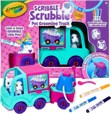 Crayola Scribble Scrubbie Grooming Truck Spielzeug, 10 Teile, Spielzeug für Kinder, Basteln,