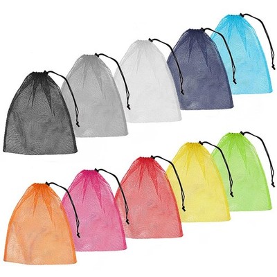 Geluode Nylon Netztasche, 10er Pack bunte Kordelzug Sachen L, mehrfarbig 