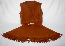 Vintage Child Girls Western Cowgirl Handmade Felt Brown Outfit Size Small 7 