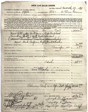 1941 New Buick Car Sales Order • Robert D Maxwell Co San Diego CA 
