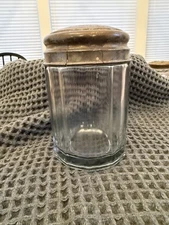 Antique Glass Cigar Humidor with Decorative Metal Lid