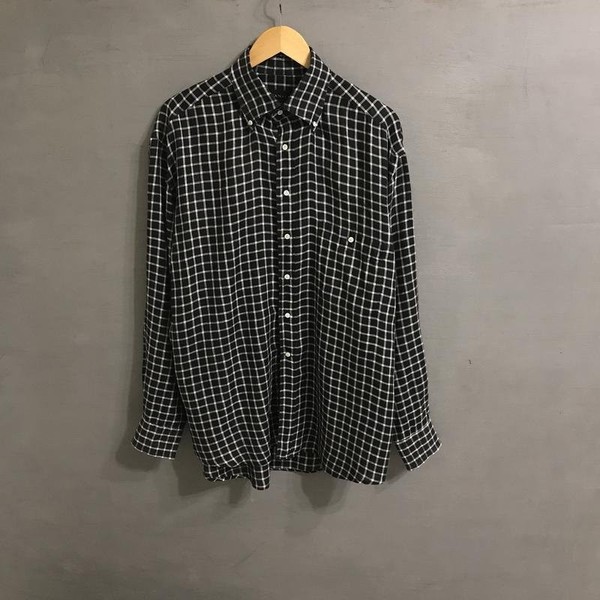Men Canali Shirt Black Linen 3XL