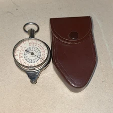Vintage German Germany Opisometer Map Measurer Compass Leather Case - Wanderer