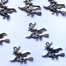 18 Witch CHARMS Halloween charms jewelry party favor fun 1 1/4" w, 1 inch h