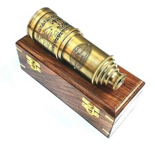 Antique Brass 20  Extending Naval Victorian Pirate Telescope with Wooden Box