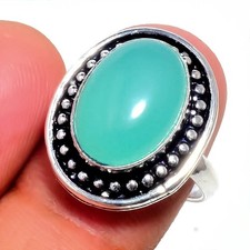 Aqua Chalcedony Gemstone 925 Sterling Silver Jewelry All Size Ring For Gift