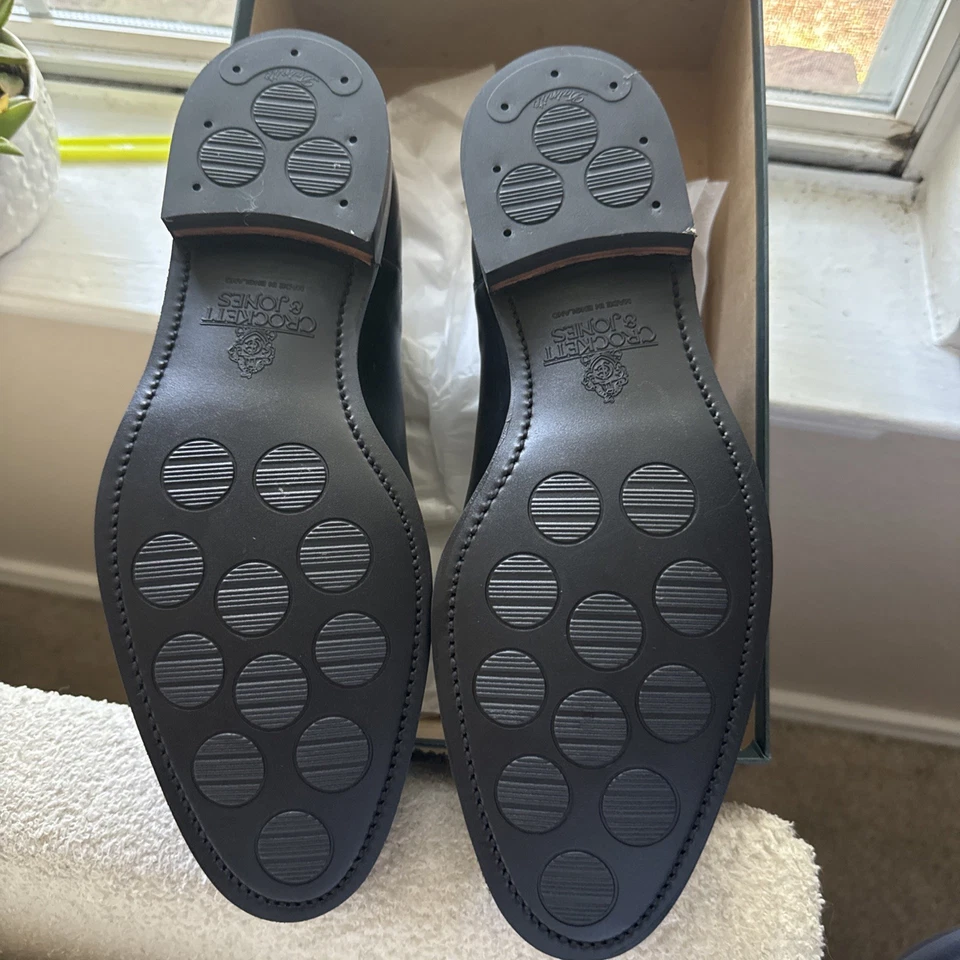 1400 $ Crockett & Jones Cranford Cuero Negro Chelsea Botas Zapatos Para Hombres EE. UU. 8.5 Foto 3 de 4