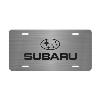 Subaru Car Front License Plate Tag Vanity Style   Printed Silver Look