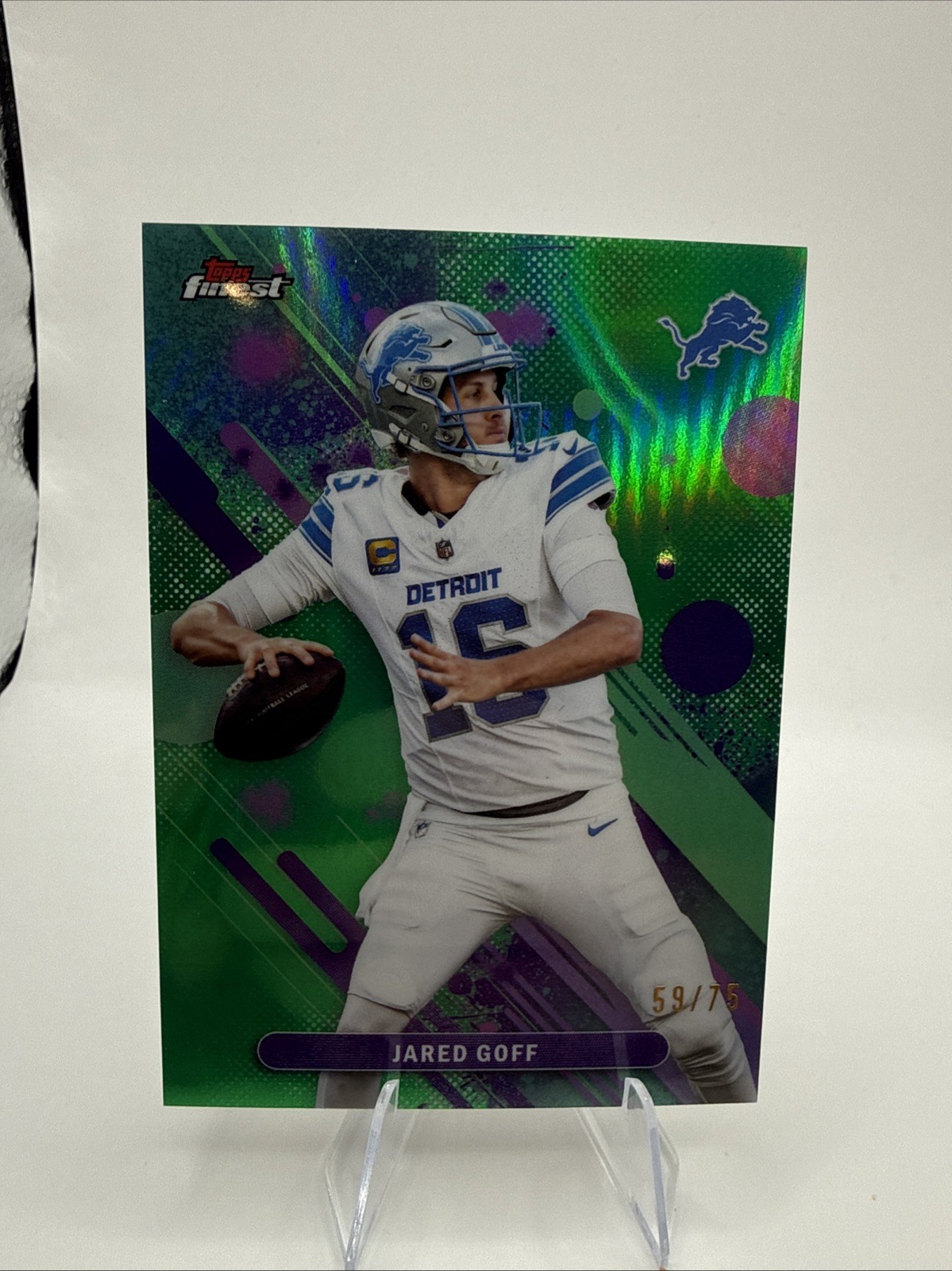 2025 Topps Finest Jared Goff Green Refractor #59/75 (DG)