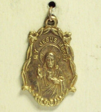 Sacred Heart of Jesus Medal Vintage Catholic Holy Mary Our Lady Of Scapular Old