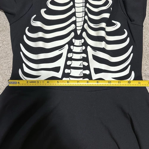 Unique Vintage Glow In The Dark Skeleton Halloween Dress Women’s M A Line Swing - Picture 9 of 12