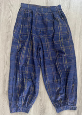 Vintage 1980's Navy  Gold Plaid Harem/Jogger Pants, Size Small, Old Money