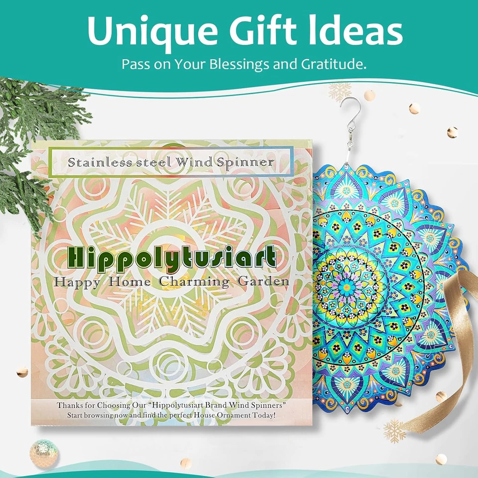 Wind Spinner Mandala Peacock Blue Ocean, Wind Spinner para patio y jardín, regalos para Foto 3 de 4