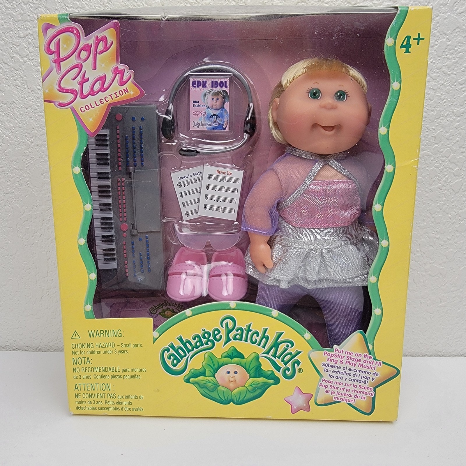 Vintage Cabbage Patch Kids Pop Star Keyboard Player Doll Set Blonde Green Eyes