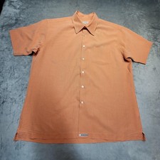 Ted Baker Shirt Mens XL Orange Check Short Sleeve Button Up Relaxed Fit