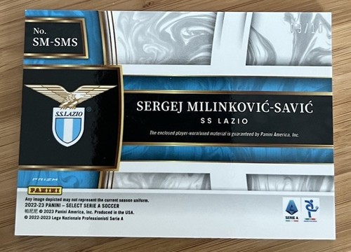 Sergej Milinkovic-Savic /10 Gold Prizm Patch Panini Select 22-23 Serie A - Picture 2 of 2