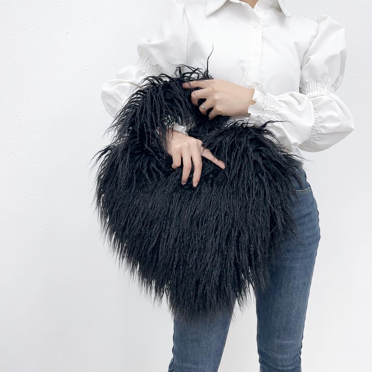 's Faux Fur Shoulder Bag Fleece Shoulder Bag Fluffy Crossbody Bag Bag Love Sh...