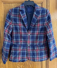 Janie and Jack Boy's Red Tartan Wool Blazer Size 10 Holiday Preppy Plaid