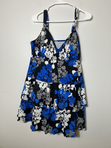 Catherine’s Badeanzug 18W blau Blumen Strand Schwimmen verstellbare Träger