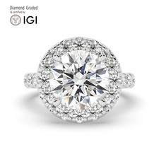 Round Solitaire Labgrown Diamond Engagement Ring Platinum 4.50 Ct