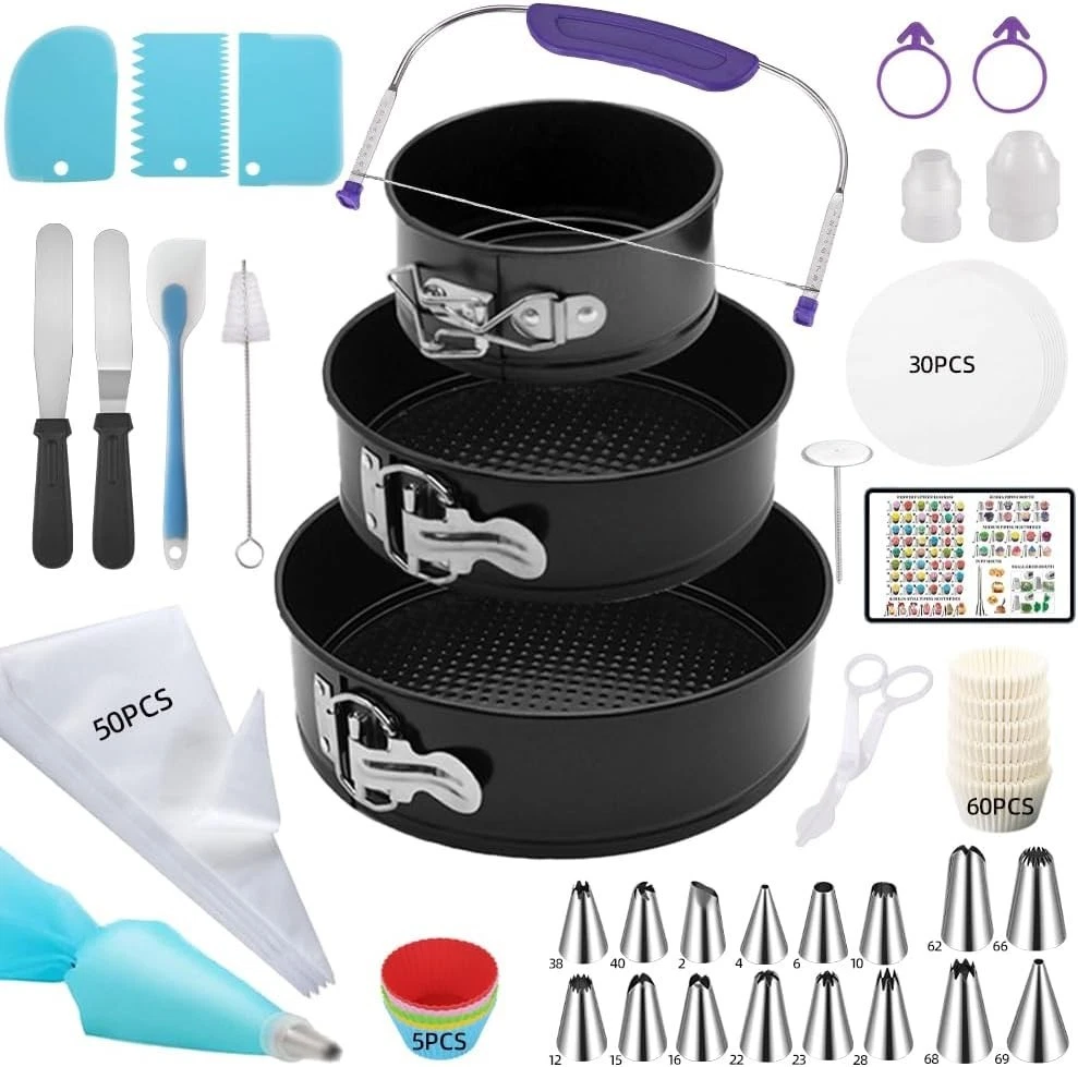 Complete 179pcs Cake Pans Baking Set with Springform Pans Cake Decorating Tips