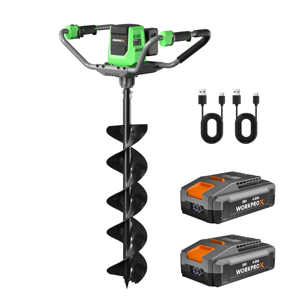 WORKPROX 40V Electric Auger Post Hole Digger 8" Earth Auger Brushless 4A Battery