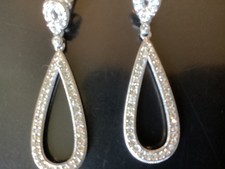 Sterling Silver Cubic Zirconia Teardrop Dangle Drop Earrings