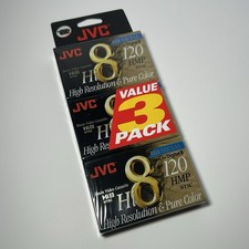 JVC Hi8 Metal 8mm Video Cassette 120 HMP High Res 3-Pack Sealed