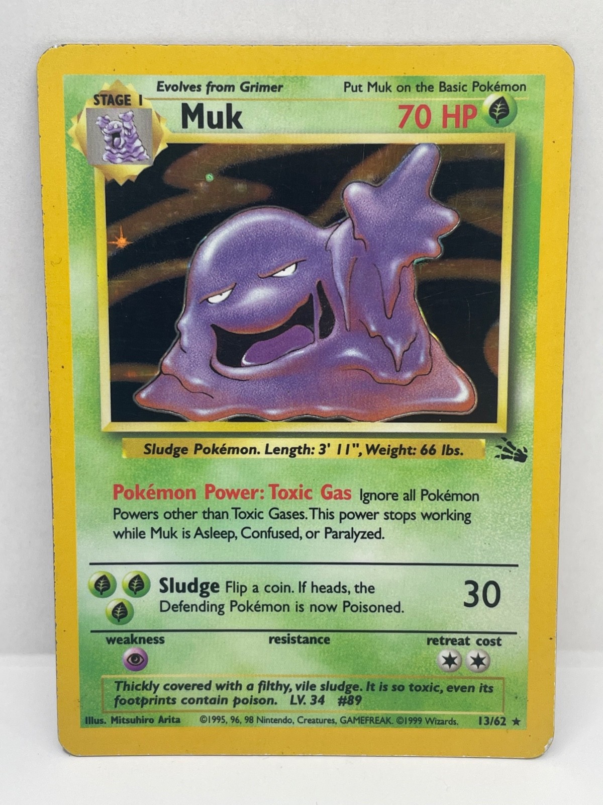 Muk Holo Rare Pokemon TCG Fossil 13/62 Moderately Played