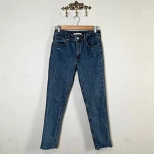 Levis Skinny Jeans 721 High Rise Raw Hem Blue 27" Inseam Size 27 188820051