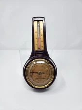 AS-IS 8" Vintage Airguide Barometer Thermometer Weather Station MCM Decor Gold 