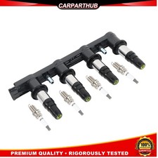 1Pcs Ignition Coils + 4Pcs Spark Plugs For Chevrolet Aveo Cruze Sonic Pontiac G3