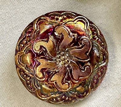 1-Czech Button 27mm Pinwheel Colors!!!!  Red Pink Silver Back Metal Shank