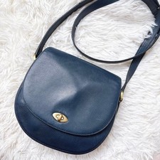 COACH 4401 Vintage Shoulder Bag Turnlock Leather Navy Gold Hardware From Japan