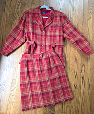 Vintage 80s/90s Lizsport Women s Plaid 2pc Wool Blend Skirt Suit Lined